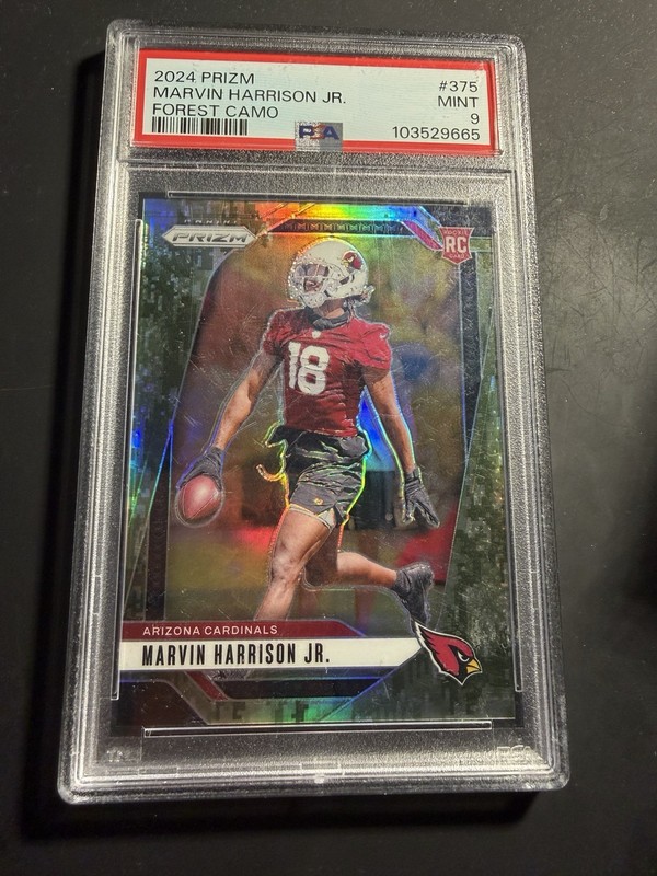 2024 Panini Prizm Marvin Harrison Jr. Forest Camo #375 PSA 9 RC Arizona /15
