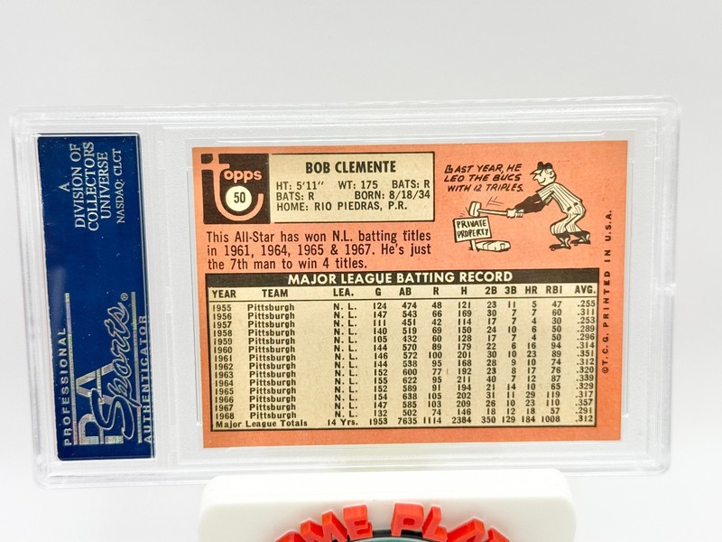 1969 Topps Roberto Clemente Bob #50 PSA 6 view 2