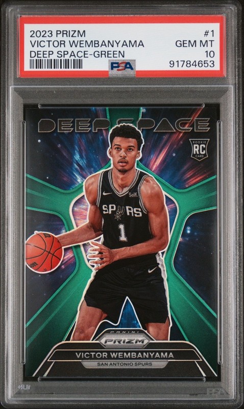 2023-24 Panini Prizm Victor Wembanyama Deep Space Green Rookie #1 PSA 10 Gem
