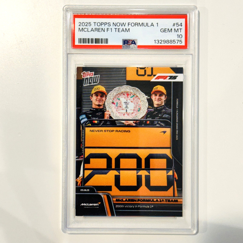 2025 Topps Now Formula 1 F1 #54 Mclaren Team Lando Norris Oscar Piastri PSA 10