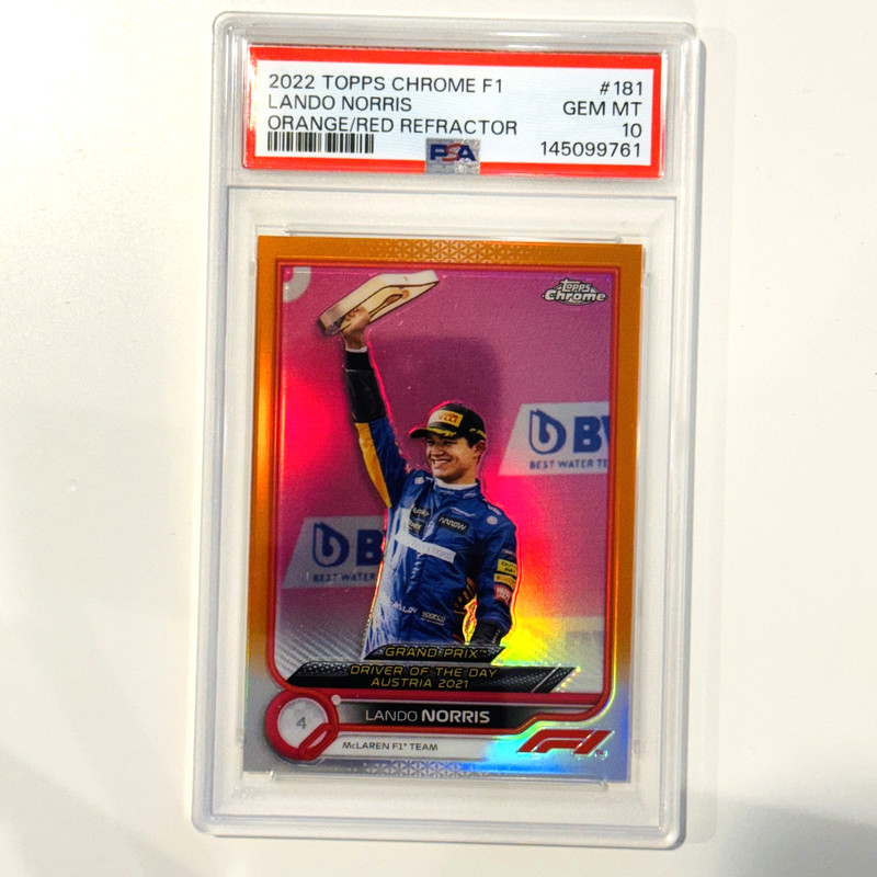 2022 Topps Chrome Formula 1 F1 #181 Lando Norris Orange Red Refractor Sp PSA 10