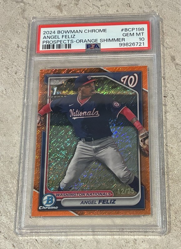 2024 Angel Feliz Bowman Chrome Orange Shimmer /25 PSA 10