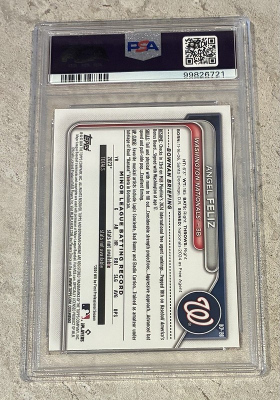 2024 Angel Feliz Bowman Chrome Orange Shimmer /25 PSA 10 view 2