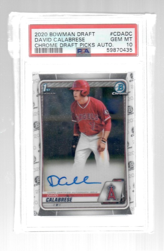 David Calabrese 2020 Bowman Draft Chrome Auto Autograph PSA 10