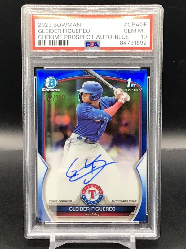 2023 Bowman Chrome Prospect Auto Blue Refractors Gleider Figuereo /150 PSA 10