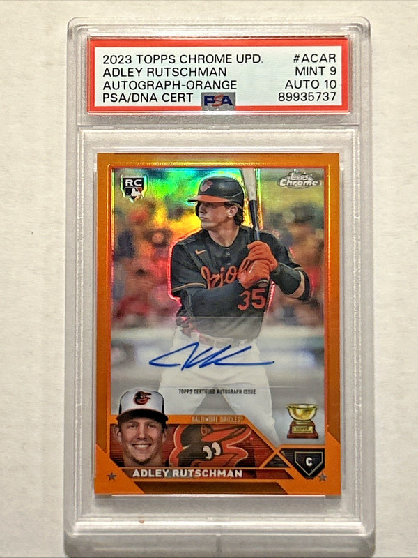 2023 Topps Chrome Update #AC-AR True Orange Auto /25 Adley Rutschman PSA 9