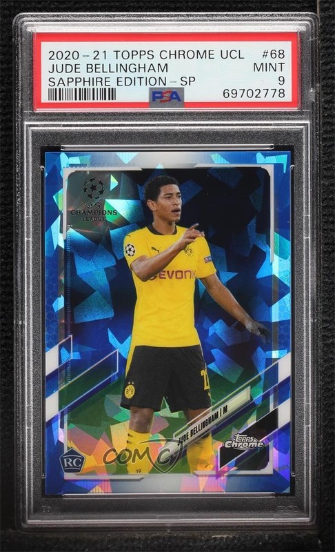 2020 Topps Chrome UEFA Champions League Sapphire Jude Bellingham Rookie RC 1c7