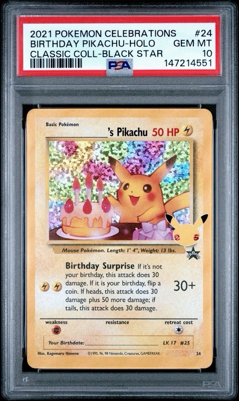 PSA 10 Birthday Pikachu Holo #24 Celebrations Classic Pokémon 2021