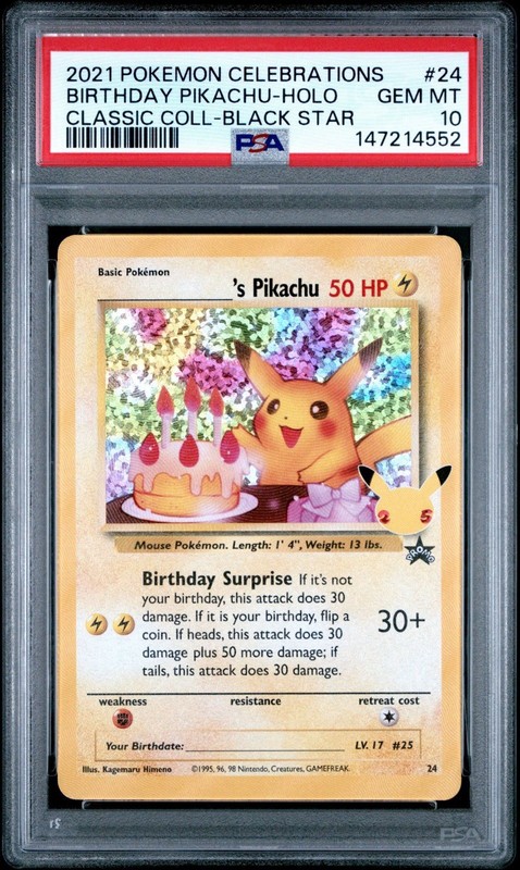 PSA 10 Birthday Pikachu Holo #24 Celebrations Classic Pokémon 2021
