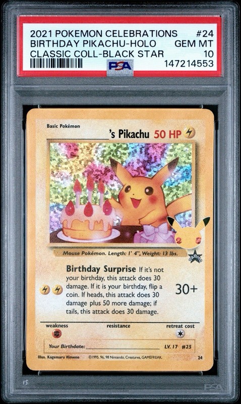 PSA 10 Birthday Pikachu Holo #24 Celebrations Classic Pokémon 2021
