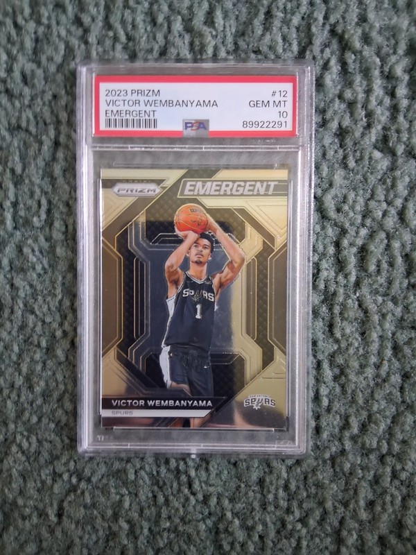 2023-24 PANINI PRIZM BASKETBALL VICTOR WEMBANYAMA RC-EMERGENT #12 PSA 10, Rookie