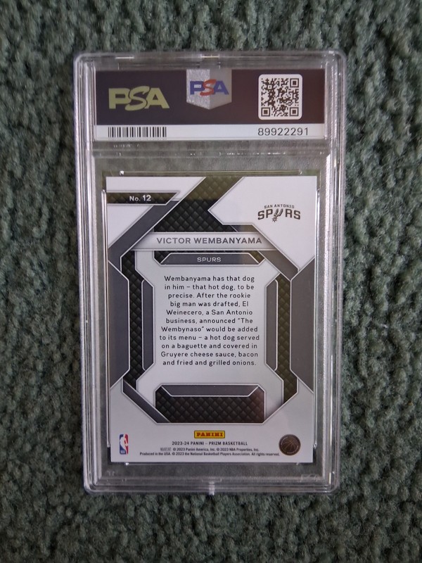 2023-24 PANINI PRIZM BASKETBALL VICTOR WEMBANYAMA RC-EMERGENT #12 PSA 10, Rookie view 2