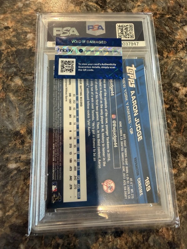 2017 Topps Chrome - Aaron Judge #169 X-Fractor (RC) PSA 9 view 2