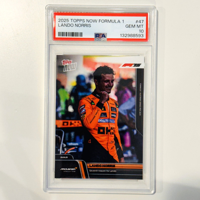 2025 Topps Now Formula 1 F1 #47 Lando Norris PSA 10 view 1