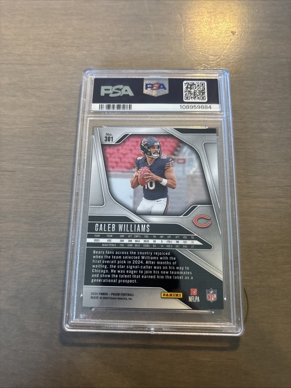 2024 Prizm Caleb Williams RC #301 PSA 10 Gem Mint Bears view 2