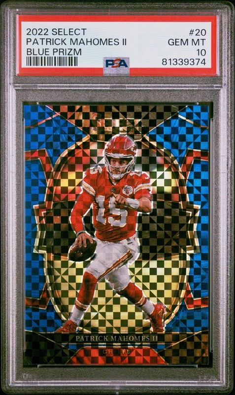 2022 Select Patrick Mahomes Blue Prizm 156/199 PSA 10