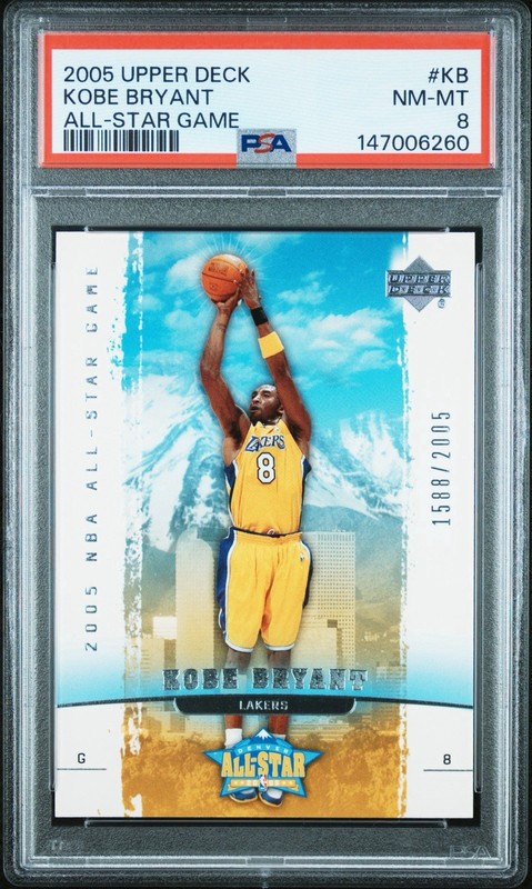 🔥2005 Upper Deck ALL-STAR GAME #KB KOBE BRYANT #’d /2005 PSA 8 - RARE POP 22