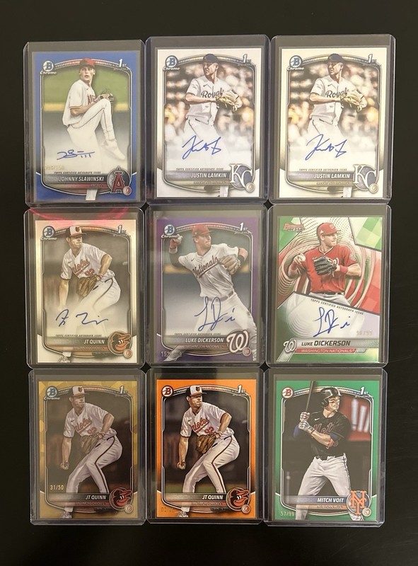 2025 Bowman Draft Chrome Numbered Color & Base Auto & Numbered Color Lot of 9.