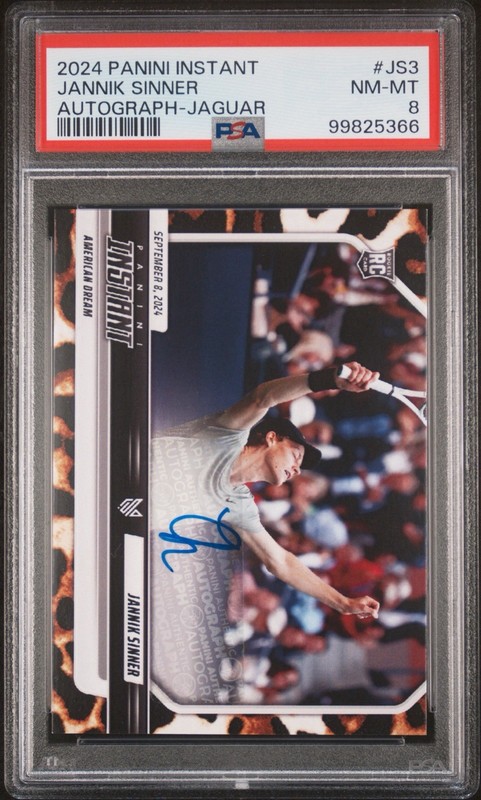 2024 PANINI INSTANT JANNIK SINNER AUTO-JAGUAR JANNIK SINNER 3/10 PSA 8