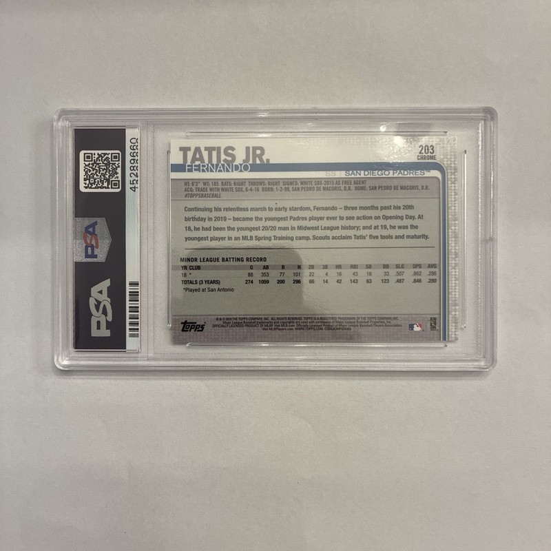 2019 TOPPS CHROME FERNANDO TATIS JR #203 RC ROOKIE PSA 10 GEM MINT CRACKED CASE! view 2