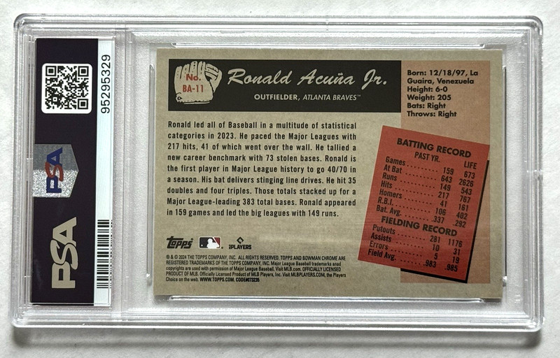 2024 Bowman Ronald Acuna Jr 1955 Anime SP PSA 10 Atlanta Braves MVP #BA-11 view 2