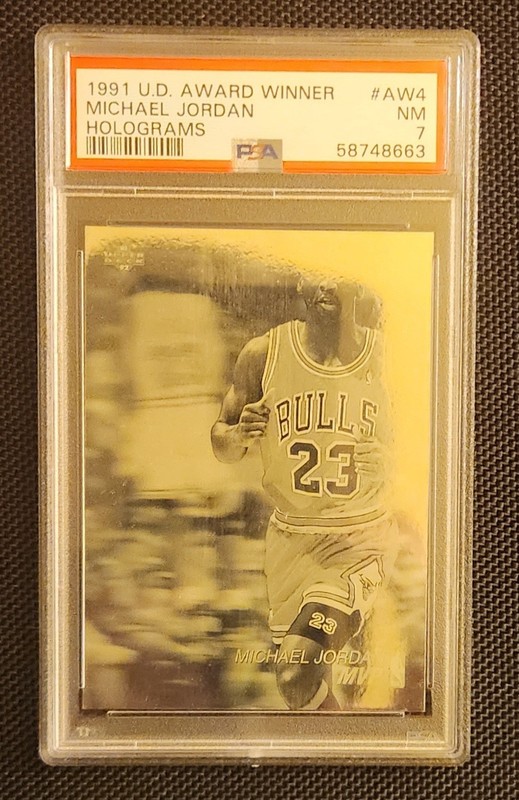 1991 Upper Deck #AW4 Michael Jordan Hologram Award Winner Chicago Bulls PSA 7