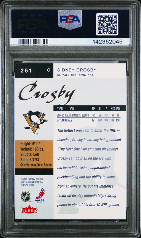 Sidney Crosby 2005 Fleer Ultra #251 Rookie PSA 8 view 2