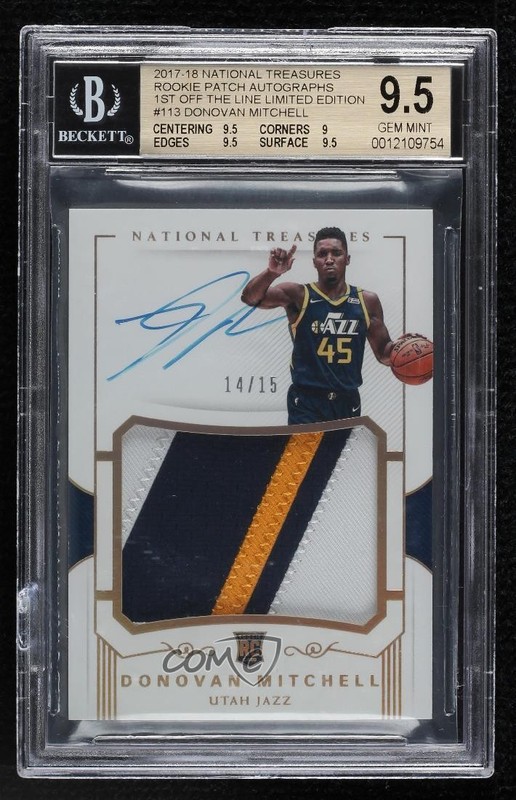 2017 National Treasures 14/15 Donovan Mitchell BGS 9.5 RPA Rookie Patch Auto RC