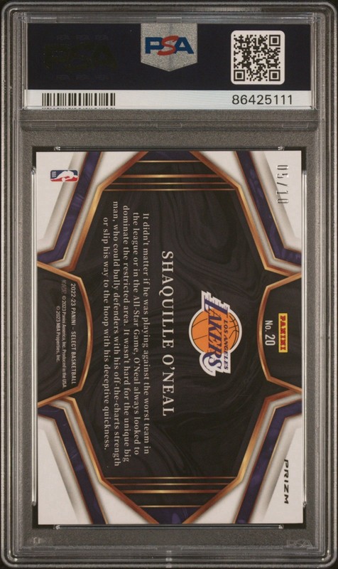 2022-23 Panini Select Snapshots Shaquille O'Neal  #20 Gold Prizm /10 PSA 9 view 2