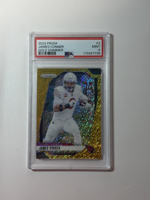 James Conner 2024 Panini Prizm FOTL Gold Shimmer Prizm /10 PSA 9 Cardinals #2 view 1