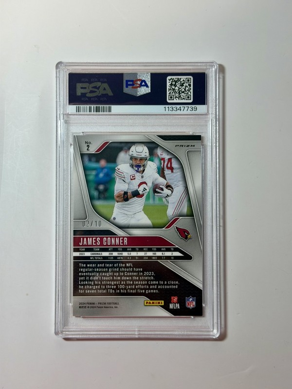 James Conner 2024 Panini Prizm FOTL Gold Shimmer Prizm /10 PSA 9 Cardinals #2 view 2