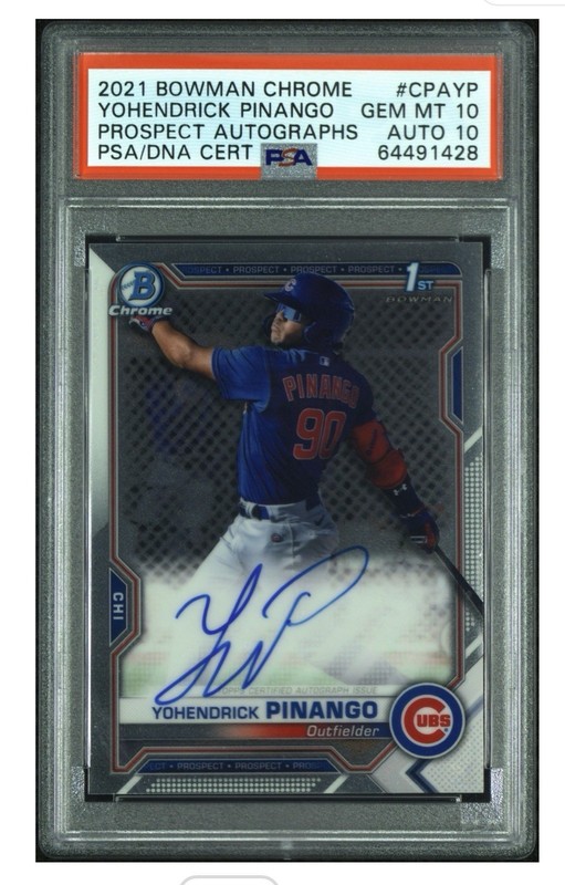 2021 Bowman Chrome - Prospect Autographs Yohendrick Pinango (AU, RC) PSA 10!!!