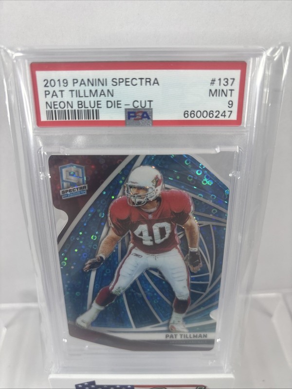 2019 Panini Spectra Pat Tillman #137 Neon Blue Prizm Die-Cut /50 PSA 9 🇺🇸 view 2