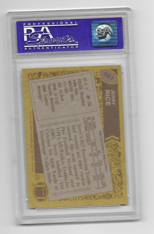 1986 Jerry Rice Topps #161 PSA 8 NM-MINT OC San Francisco 49ers Nice Centering view 2