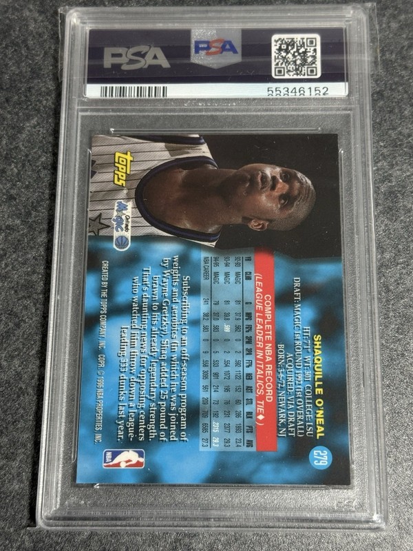 1995 Topps - Power Boosters Shaquille O'Neal #279 PSA 9 MINT view 2