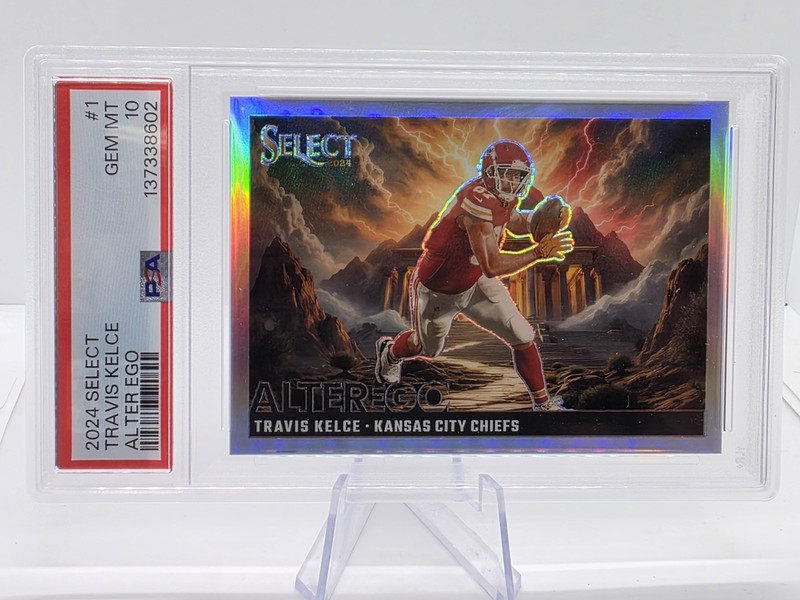 Travis Kelce 2024 Panini Select Alter Ego Silver Prizm Case Hit PSA 10 Low Pop! view 2