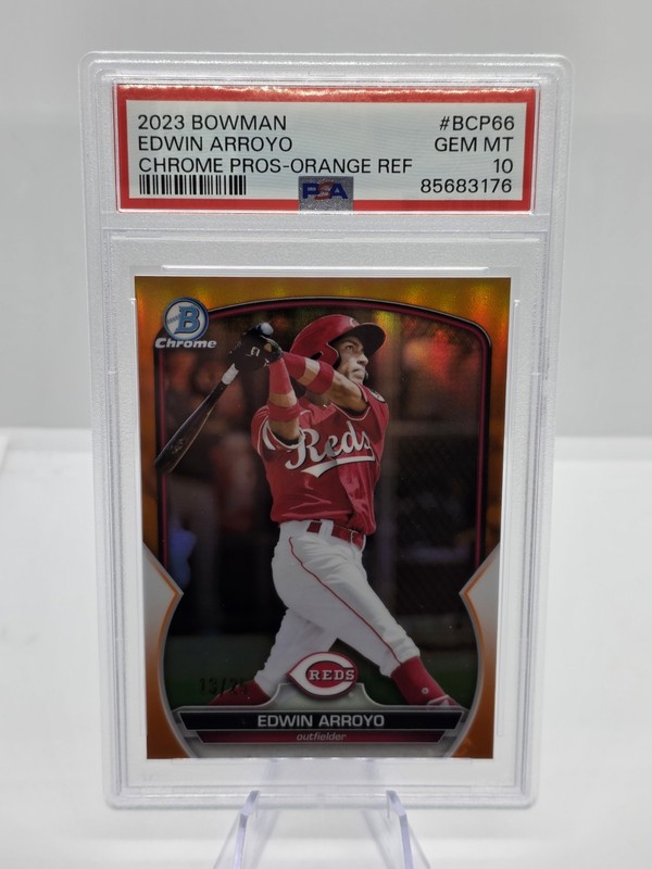 Edwin Arroyo 2023 Bowman Chrome Orange Refractor /25 PSA 10 MLB Debut! Low Pop!
