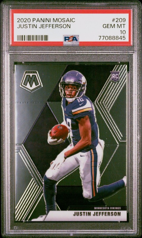 2020 PANINI MOSAIC #209 JUSTIN JEFFERSON ROOKIE RC PSA 10 BASE view 1