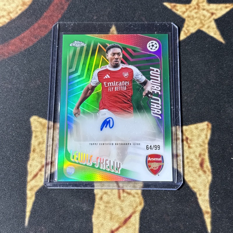 Topps Chrome 25/26 Myles Lewis-Skelly Arsenal Future Stars Auto /99 Green Prizm view 1