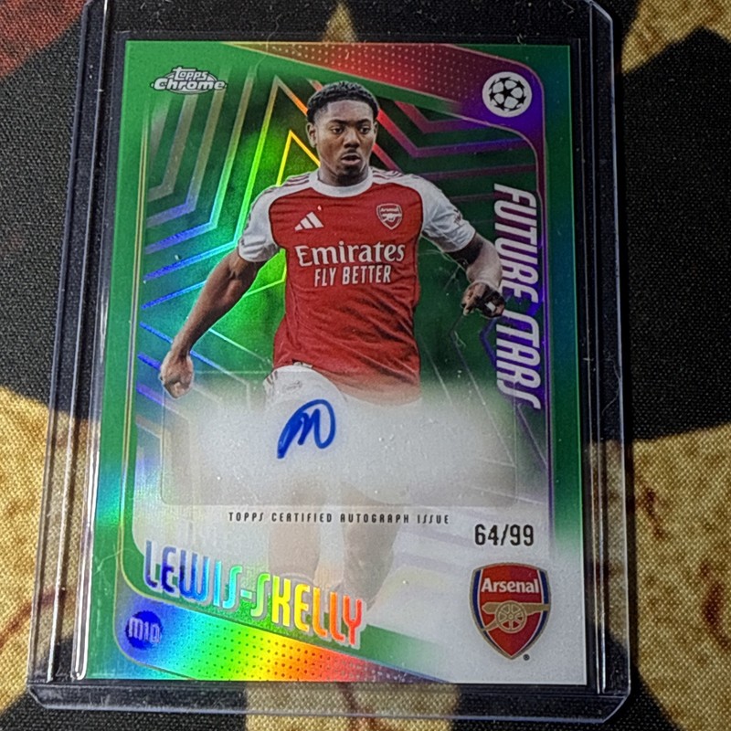 Topps Chrome 25/26 Myles Lewis-Skelly Arsenal Future Stars Auto /99 Green Prizm view 2
