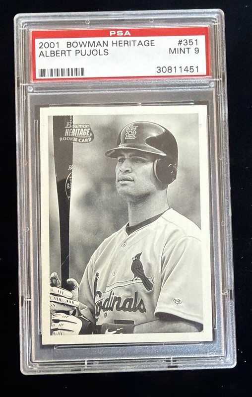 Albert Pujols 2001 Bowman Heritage #351 PSA 9 Mint Perfect Centering