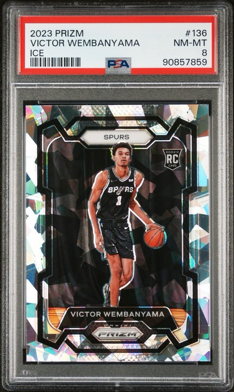 Victor Wembanyama 2023 Panini Prizm Rookie RC #136 Ice PSA 8 Spurs DPOY