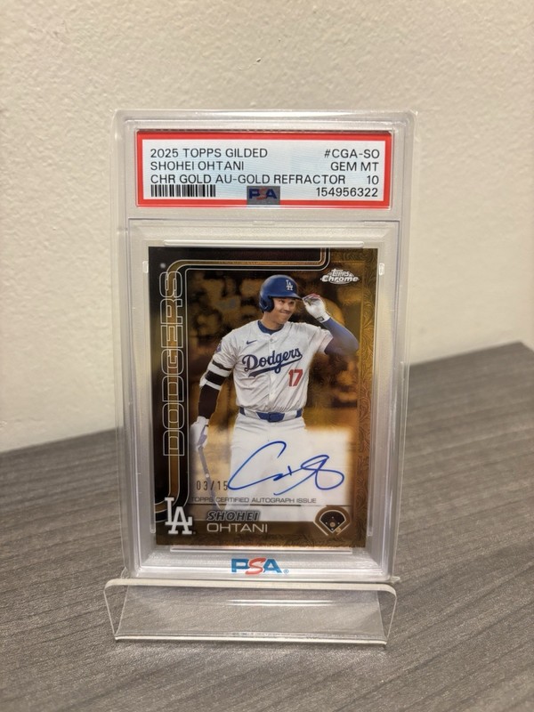 2025 Topps Gilded Shohei Ohtani Gold Refractor Auto /15 CGA-SO PSA 10 POP 1