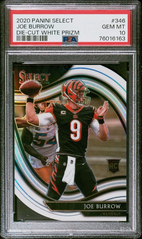 2020 Select Joe Burrow #346 Die-Cut White Prizm PSA 10 RC Rookie