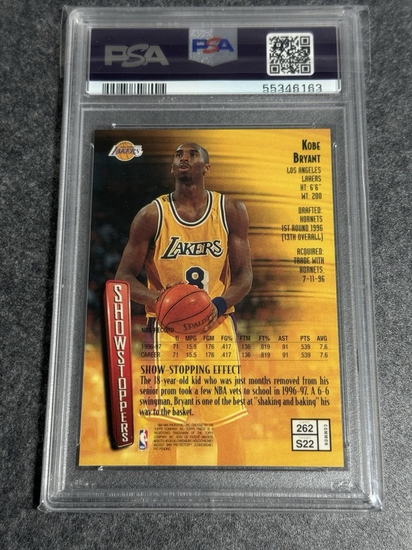 1997 TOPPS FINEST #262 KOBE BRYANT PSA 10 GEM MINT view 2