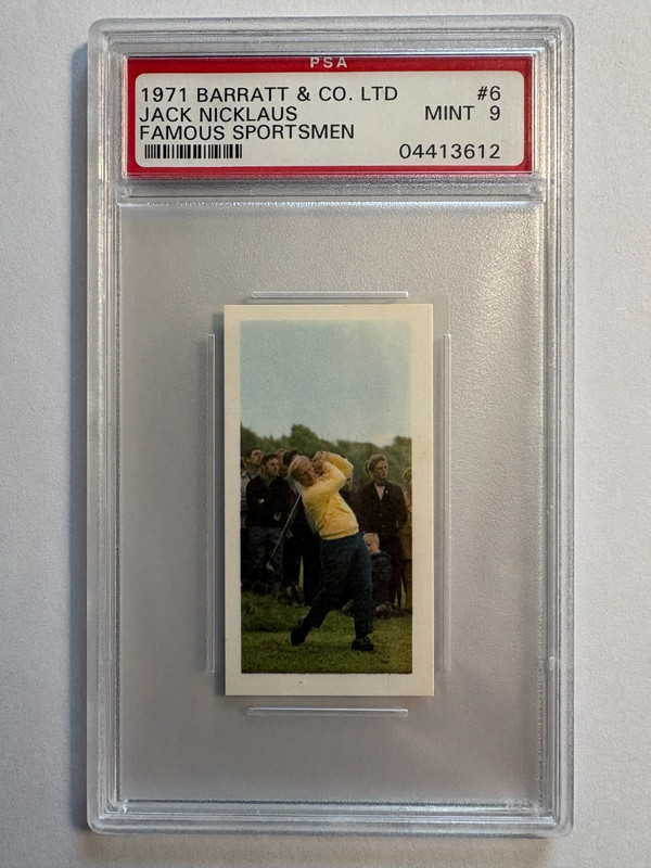 1971 BARRATT &CO.LTD JACK NICKLAUS FAMOUS SPORTSMEN #6 ROOKIE CARD PSA MINT 9