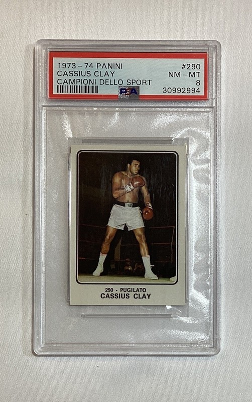 CASSIUS CLAY MUHAMMAD ALI 1973 PANINI CAMPIONI DELLO SPORT #290 PSA 8