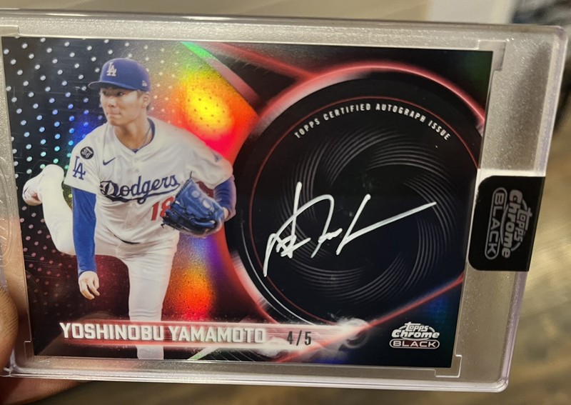2026 topps chrome black Yoshinobu Yamamoto Paint It Auto Red 4/5 SSP Ebay 1/1