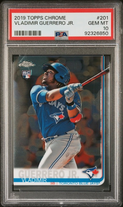 2019 TOPPS CHROME #201 VLADIMIR GUERRERO JR. RC ROOKIE PSA 10 Blue Jays view 1