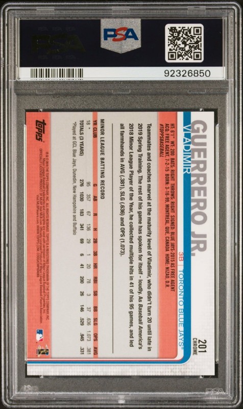 2019 TOPPS CHROME #201 VLADIMIR GUERRERO JR. RC ROOKIE PSA 10 Blue Jays view 2